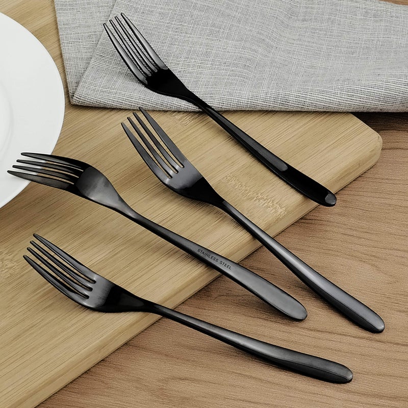 Vababa 16-Piece Mirror Finish Black Stainless Steel Dessert Forks, 7.2-INCH - Image 4